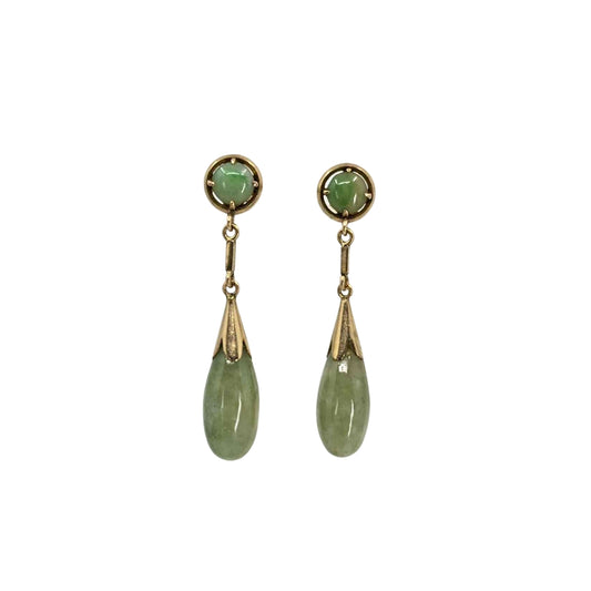 Yellow Gold Jade Drop Earrings