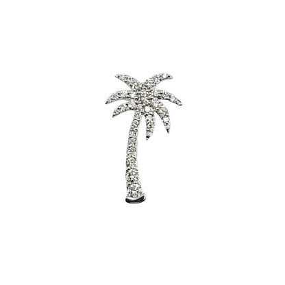 White Gold Round Diamond Palm Tree Pendant