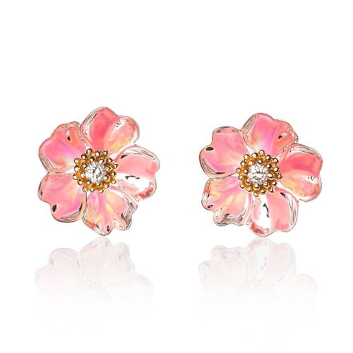 Two Tone Silver and Gold Cherry Blossom Earrings