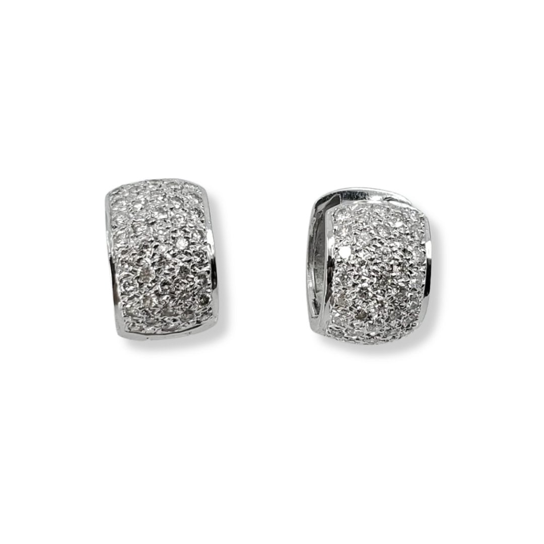 White Gold Round Diamond Huggy Earrings