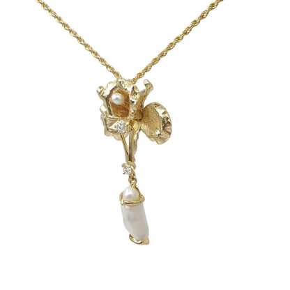 Vintage Pearl Orchid Pendant