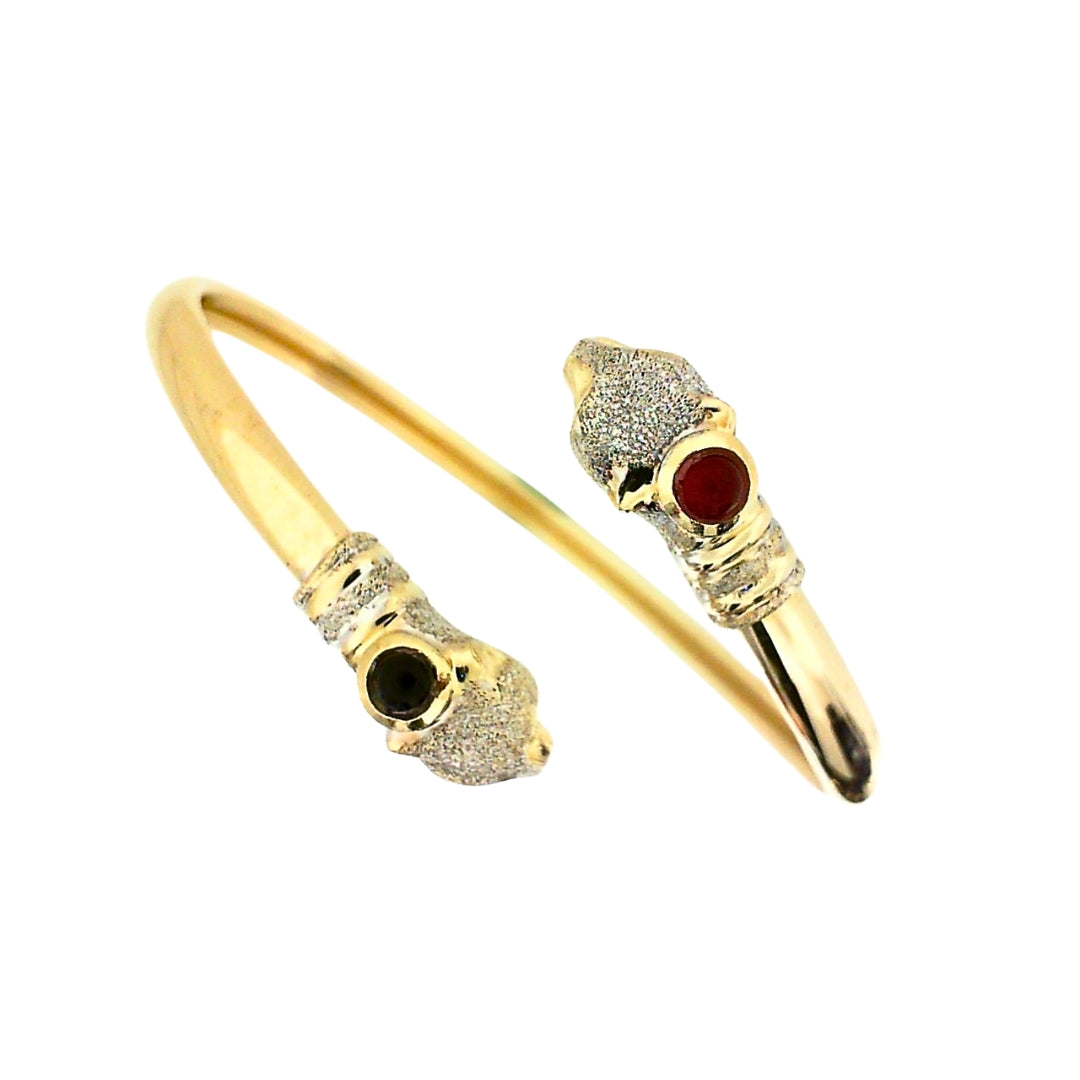 Two Tone Gold Panther Bangle Bracelet