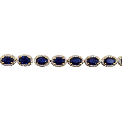 Yellow Gold Oval Sapphire Link Bracelet
