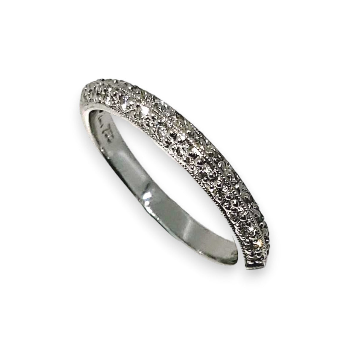 Vintage White Gold Diamond Pave Wedding Band