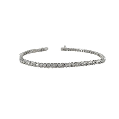 Three carat total weight bezel set natural diamond tennis bracelet