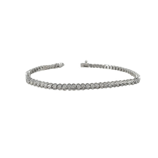 White Gold Hexagonal Bezel Set Diamond Tennis Bracelet