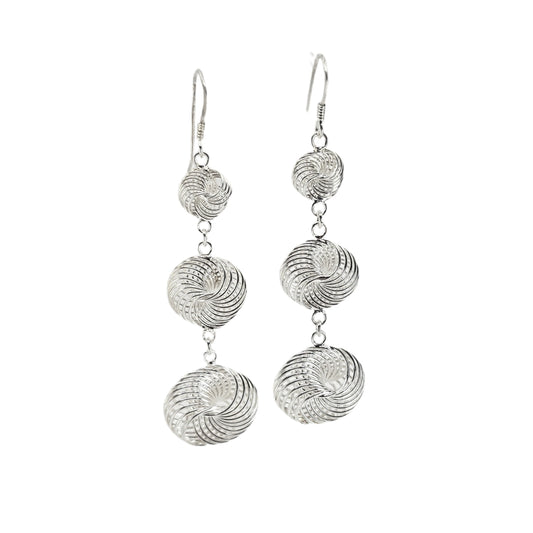 Sterling Silver Graduated Drop Spiral Earrings