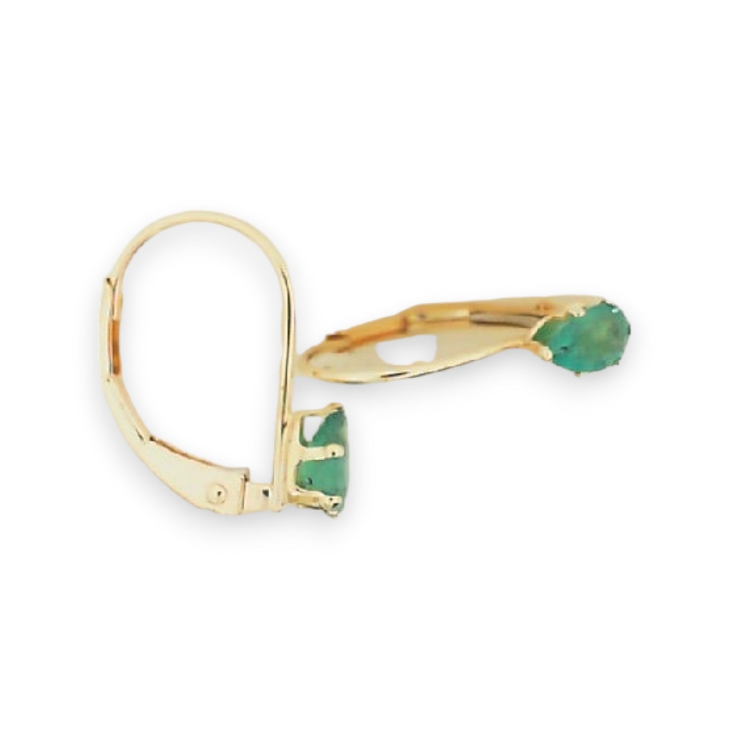 Yellow Gold Emerald Lever Back Earrings