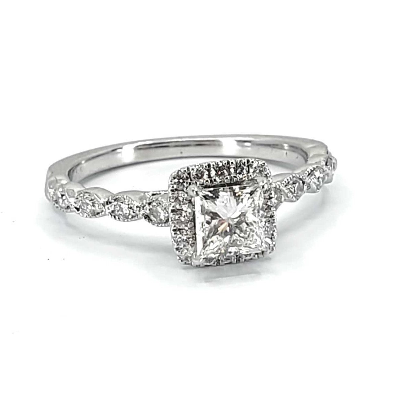 Vintage White Gold Halo Engagement Ring