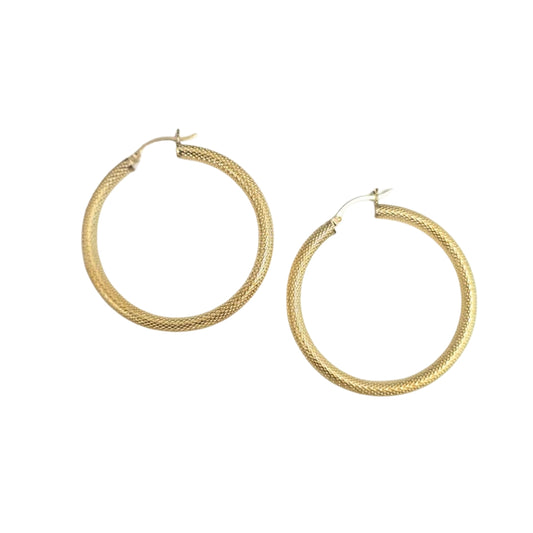 Yellow Gold Textured Hoops