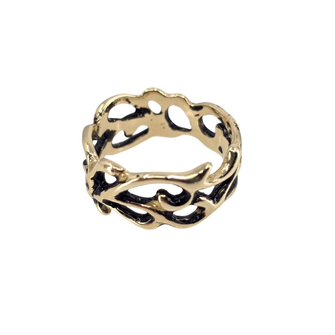 Yellow Gold Antiqued Open Work Ring