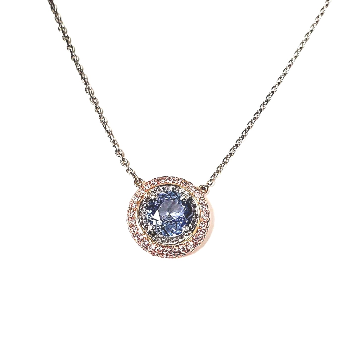Two Tone Sapphire and Pink Diamond Necklace