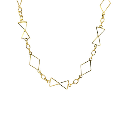 18K Yellow Gold Geometric Link Necklace