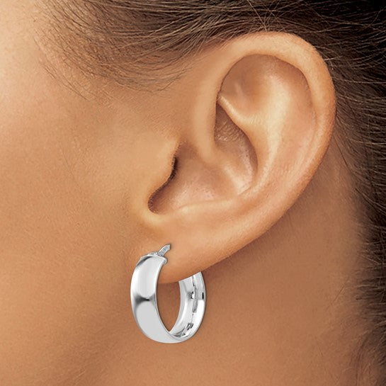 White Sterling Silver Medium Hoop Earrings