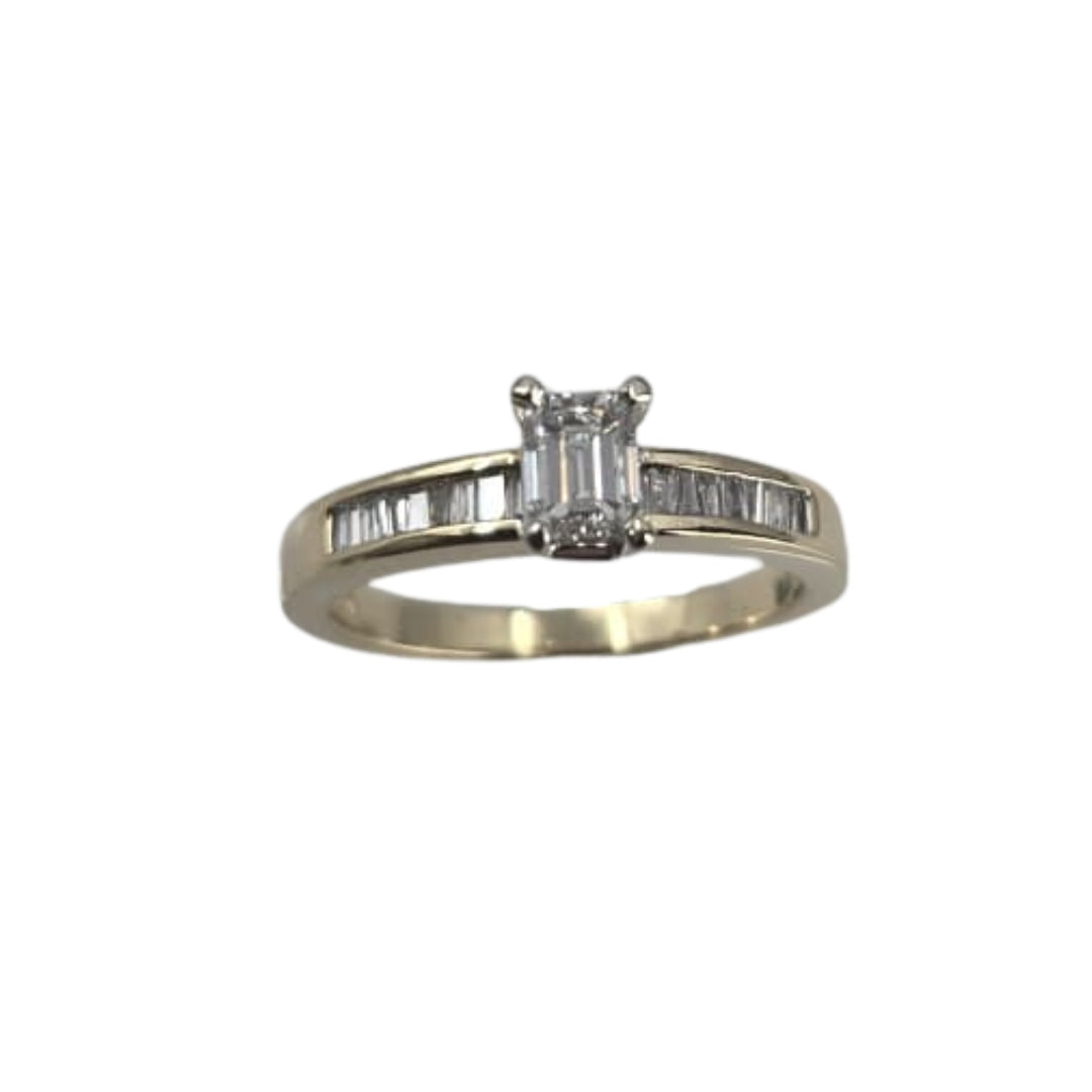Yellow Gold Emerald Diamond Channel Set Ring