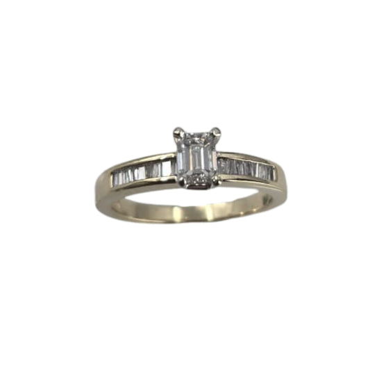 Yellow Gold Emerald Diamond Channel Set Ring