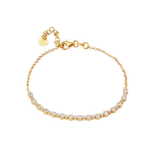 Yellow Gold over Sterling Silver Cz Bracelet