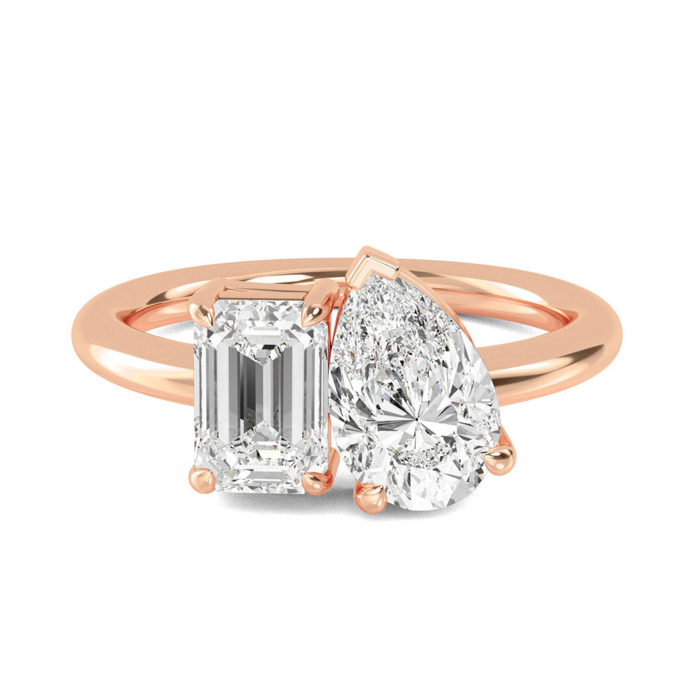 White Gold Two Stone Lab Grown Diamond Engagement Ring