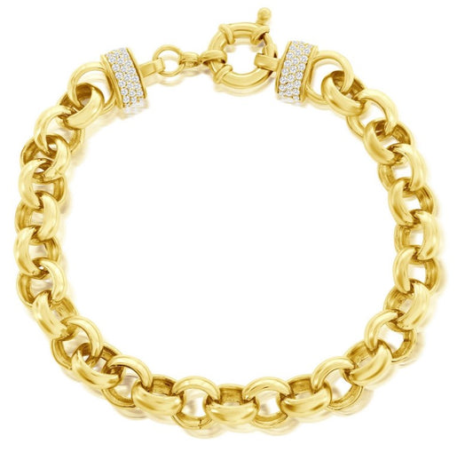 Yellow Sterling Silver Heavy Chain Link Bracelet