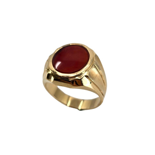 Yellow Gold Oval Carnelian Ring