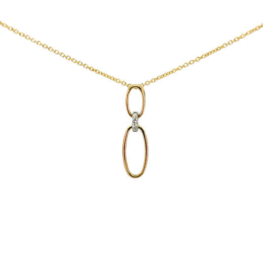 Two Tone Gold Stacked Oval Diamondl Necklace