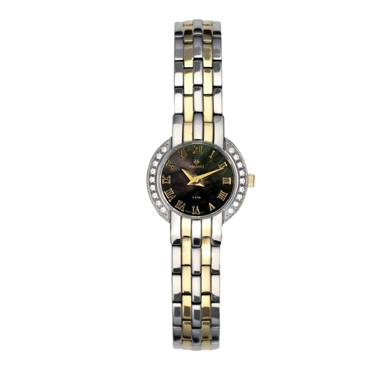 Two Tone Steel Black Dial Milano Watch