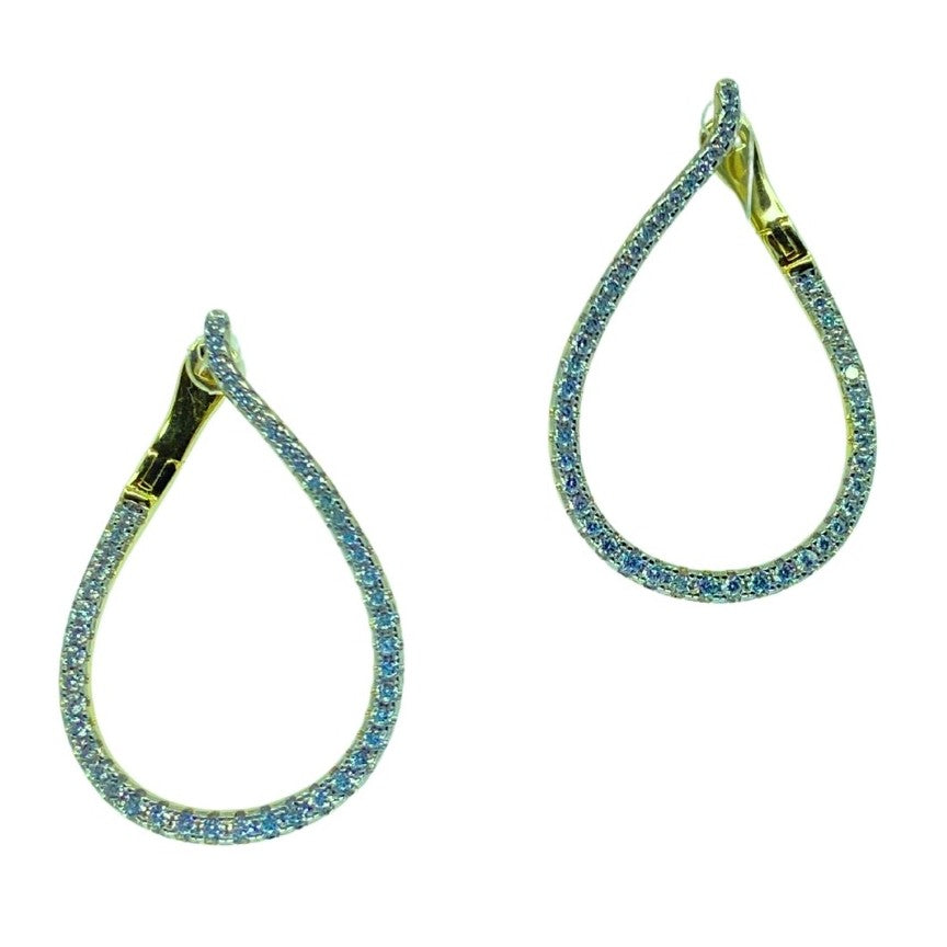 Yellow Sterling Silver Cz Loop Earrings