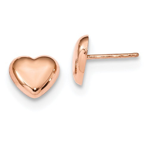 14 Karat Rose Gold Heart Earrings