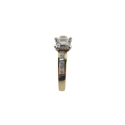 Yellow Gold Emerald Diamond Channel Set Ring