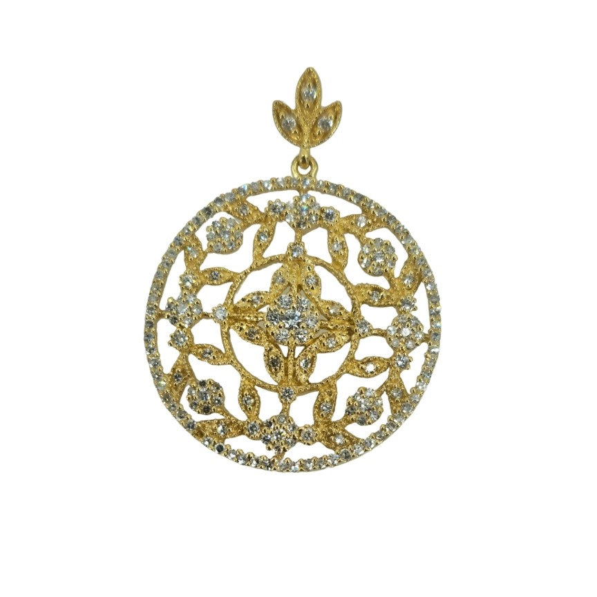 Yellow Gold Diamond Cutout Disc Pendant