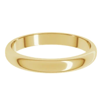 Yellow gold wedding band with a sleek half round design
