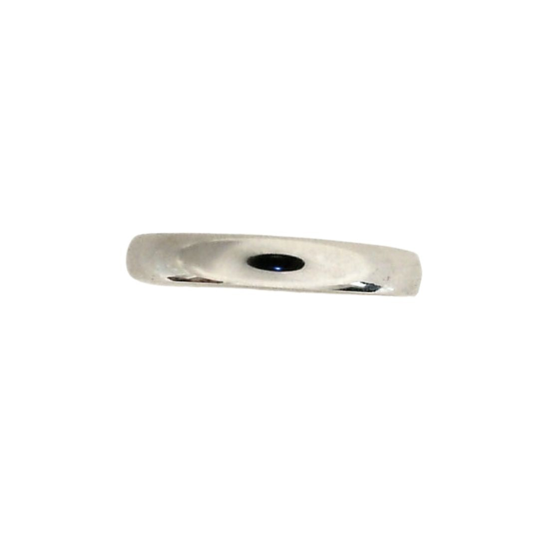 White gold half round wedding band