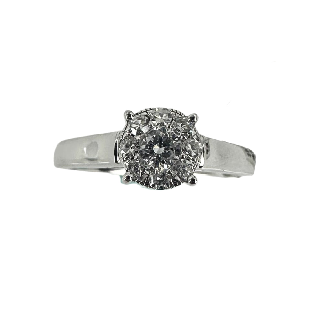 White gold Idealstar engagement ring accented with eight round diamonds.
