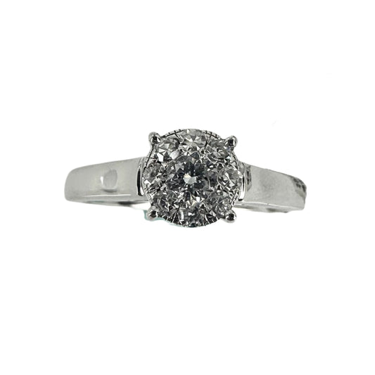 White gold Idealstar engagement ring accented with eight round diamonds.