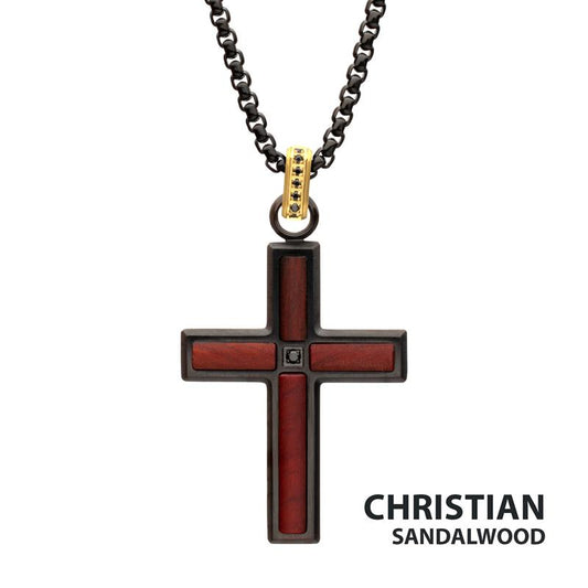 Black IP Sandalwood Cross Pendant