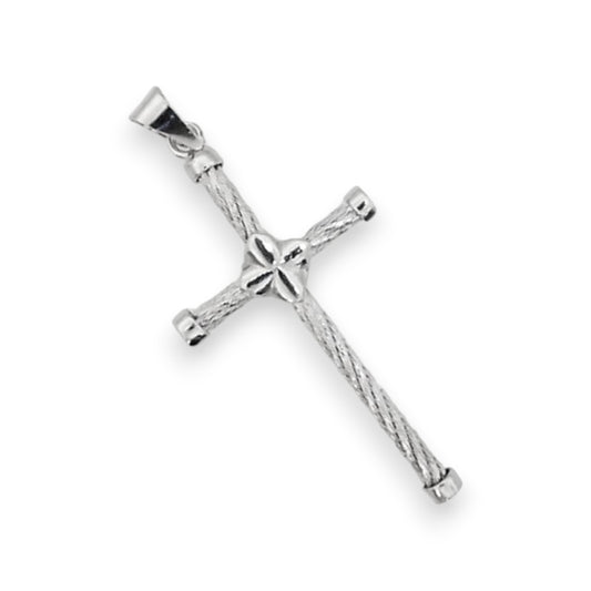 white gold cable cross pendant