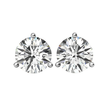 White gold cz studs on a white background.