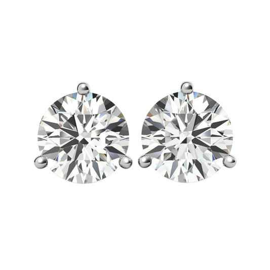 White gold cz studs on a white background.
