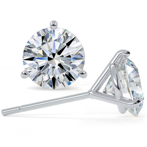 Front and side profile lab grown diamond martini studs