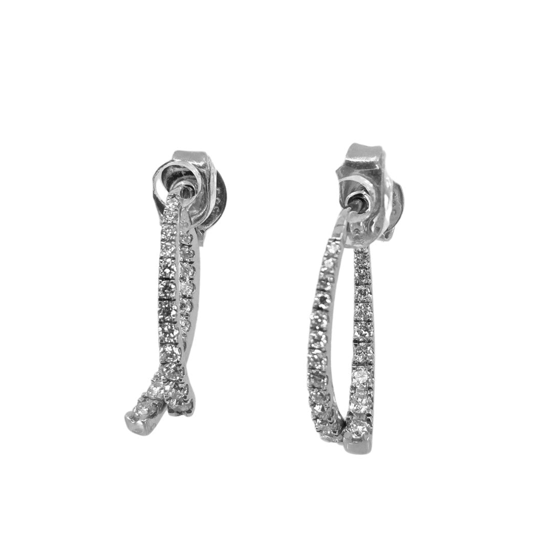 White gold two piece earrings set with shining round diamonds.